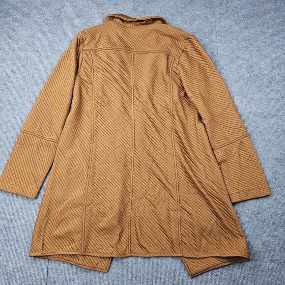 Skies Are Blue Cardigan Womens Large Camel Open Front Waterfall Ribbed Longline - Picture 7 of 7
